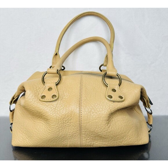 Naturalizer Tan Pebble Grain Leather Handbag Double Front Pockets 12"x5"x6" - Picture 8 of 15